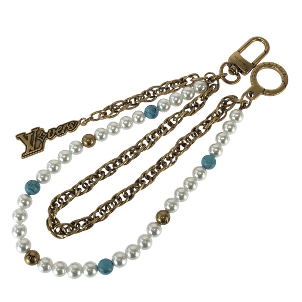 LOUIS VUITTON Louis Vuitton Chain Turquoise Rodeo White Blue Gold Hardware Me...